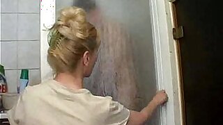 Charming Russian step mother fu.king with her in bathroom