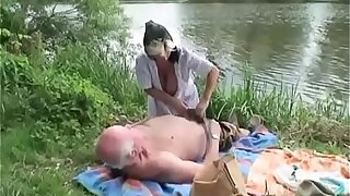 Grandpa Invites Huge-chested Teen For Blowjob